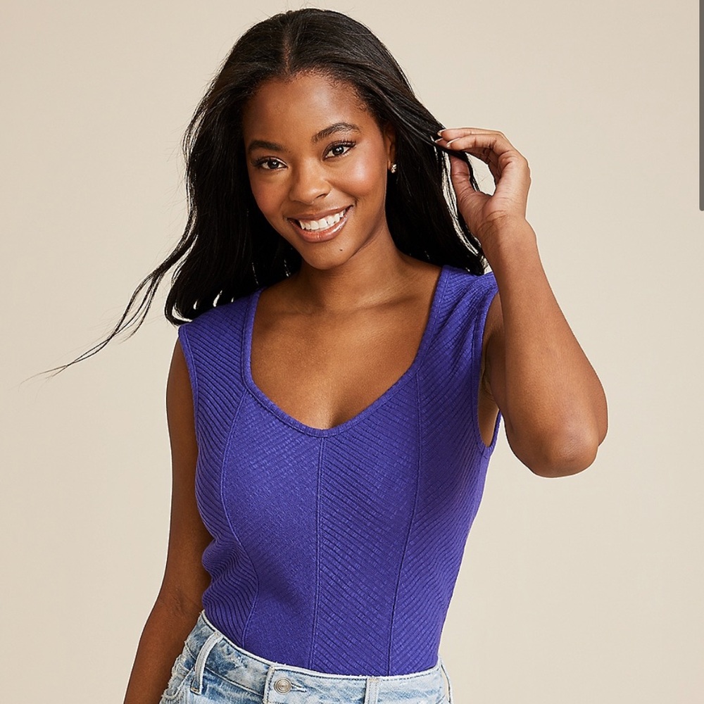 Maurices Textured Corset Tank Top Purple Hibiscus Small